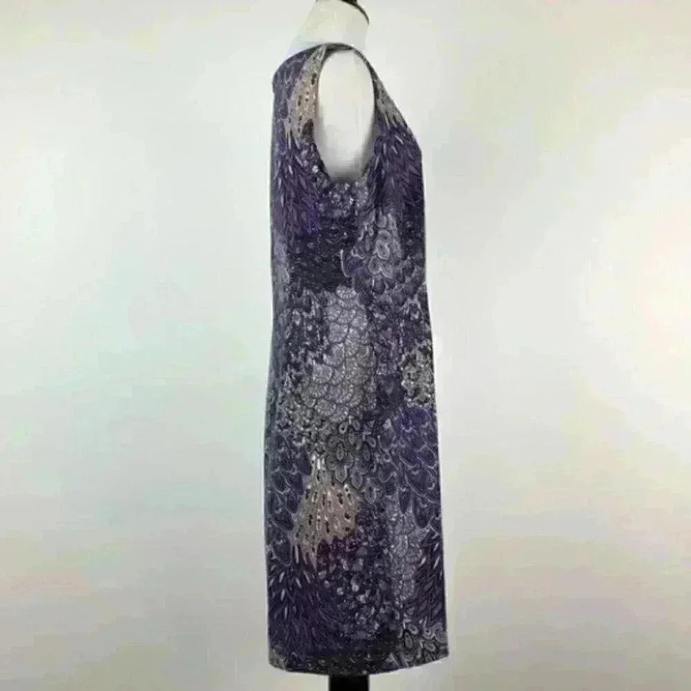 Connected apparel dress size 16 purple multicolored paisley sleeveless pencil - Picture 4 of 8